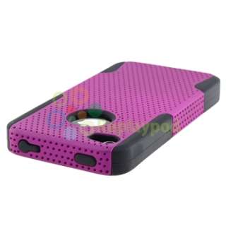 Hybrid Purple Mesh Hard/Silicone Soft Case Cover+PRIVACY FILTER for 