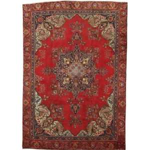  89 x 128 Red Persian Hand Knotted Wool Tabriz Rug 