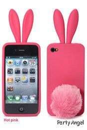 Gift long ears HOT PINK Bunny Rabbit iphone 4 4s rubber silicone case 