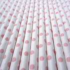 50 Pack PINK SMALL DOT SipSticks Paper Drinking Party Straws 