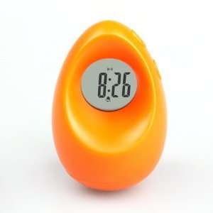   Cell Powered Egg Shaped LCD Display Alarm Clock Orange