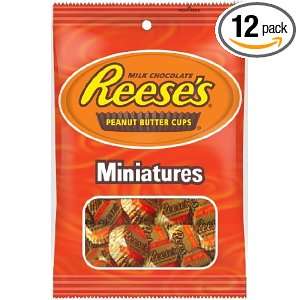 Reeses Peanut Butter Cups Miniatures, 5.3 Ounce Bags (Pack of 12)