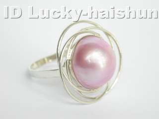 AAA 100% natural South Sea pink Mabe Pearls Rings  