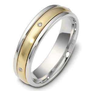 5mm spinning two tone diamond wedding band ring (0.03cts diamonds 18K 