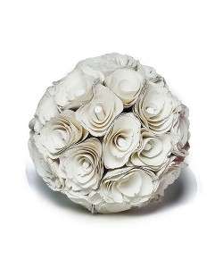 12 WHITE Wood Curl Floral Pomander Wedding Kissing Balls Ceremony 