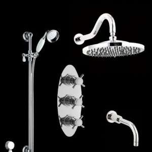 Traditional Thermostatic 3 Way Shower Valve Mixer Set with slider, tub 