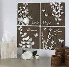 FLOWER QUOTES wall stickers 4 tile decal 10x10 LOVE HOPE DREAM LIVE 