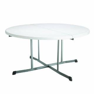 Lifetime 25402 60 Inch Round Fold In Half Commercial Table, White 