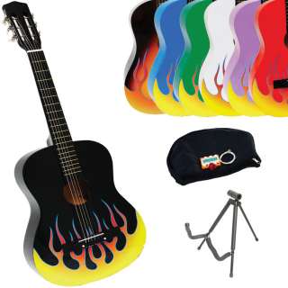   Flame Acoustic Guitar+Stand+Gigbag+Lesson+Tuner 892036002383  