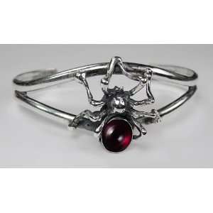 Impressive Sterling Silver Spider Cuff Bracelet Accented with Genuine 