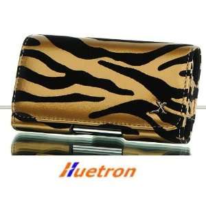 For Lg Neon Te465 Gt365 Premium Genuine Leather Vertical Gold Zebra 