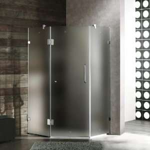   Frameless NeoAngle Frosted Glass Shower Enclosure, Chrome Home