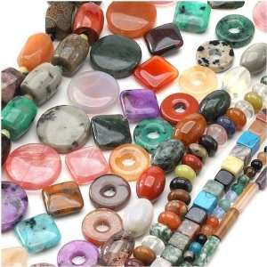  Gemstone Bead Lot Mix #3 Assorted Shapes, Sizes, Colors 70 