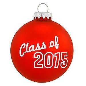  Class of 2015 Red Satin Glass Ornament