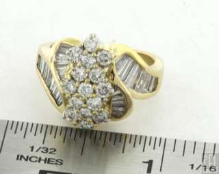 HEAVY 18K GOLD FANCY EXQUISITE 2.71CT DIAMOND CLUSTER COCKTAIL RING 
