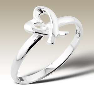 Sterling Silver Heart Ring 925 High Polished Finish  