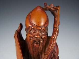 Chiense 1910s nice carved huangyang wood longevity man i2307  