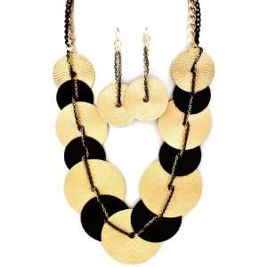 Sparkles Fashion Necklace   Gold and Black Necklace and Earring SET 