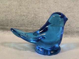 ART GLASS BLUE BIRD TERRA STUDIO, LEO WARD, 1990  