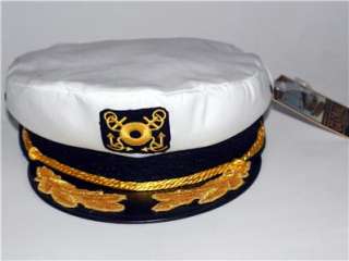 NAUTICAL Captain ANCHOR NAVY White YACHT CAP HAT New  