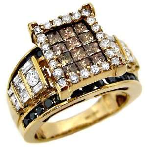 0ct Brown Black Princess Cut Diamond Ring Band 14k Yellow Gold (Size 