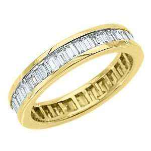  Yellow Gold Baguette Channel Diamond Eternity Band 2.5 Carats Jewelry