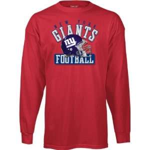  New York Giants  Red  Helmet Issued Long Sleeve T Shirt 