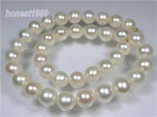 19 9 10mm AAA GRADE WHITE AKOYA PEARLS NECKLACE  