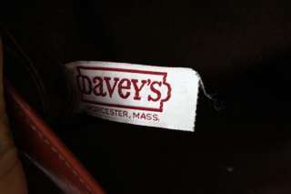 Vintage 70s RARE Daveys Cognac Leather Purse Worcester Mass Bag  