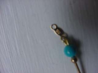 14k Solid Yellow Gold Turquoise Bead Necklace 18 long  