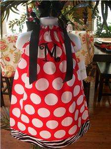 Minnie Mouse Monogram Pillowcase Dress Size 3month 6Y  