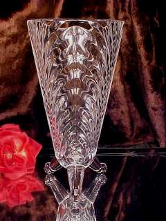 UNIQUE WAVE Design Crystal Glass 3 Footed Vase BOHEMIA  