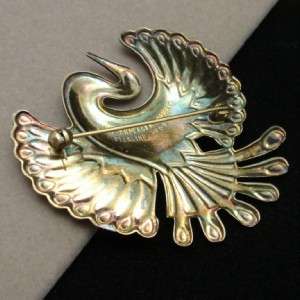 David Andersen Bird Pin Vintage Sterling Silver Enamel Figural 
