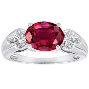 CandyGem 10k Gold Lab Created Oval Ruby and Diamond Ring(MetalYellow 