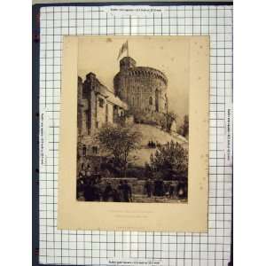  C1880 Windsor Castle Round Tower Etching Axel Haig