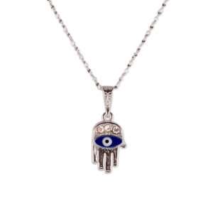  Evil Eye Pendant Necklace Hamsa Hand with Light Blue Lucky Eye 
