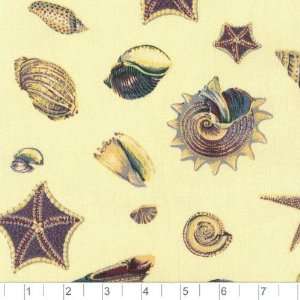   Wide Seashells Pale Yellow Fabric By The Yard Arts, Crafts & Sewing