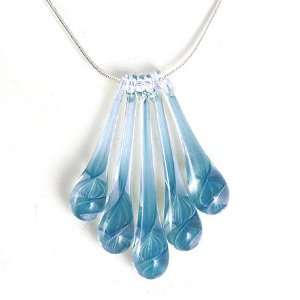    5 piece Handmade Glass Teardrop Necklace in Blue Helix Jewelry