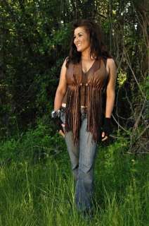 Fringed Womens Leather Vest. Custom made leather.  