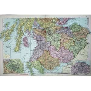   Bacon Atlas 1902 Map Scotland Plan Glasgow Edinburgh