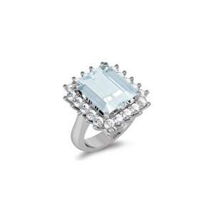  1.00 Ct Diamond & 4.47 Cts Aquamarine Ring in 14K White 