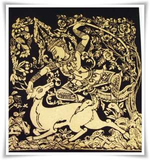 Thai Ramayana Silk Fabric Painting Wall Hanging Art,r12  