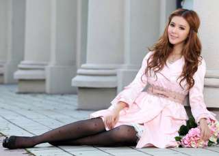 Fashion Korean Lady Bowknot Hollow Flower PU Leather Mini Belt Pink 