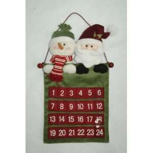  Trim a Home Fabric Santa and Snowman Calendar Hanger 