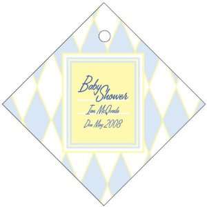 Baby Keepsake Blue Diamond Design Diamond Shaped Personalized Thank 