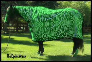 Zebra/Lime Green Print Softfleece Contour Fit Horse Cooler (M,L,XL 