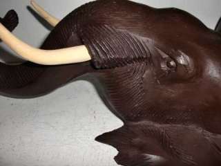 HUGE TEAK SOLID WOOD CARVED ASIAN ELEPHANT HEAD SHELF  