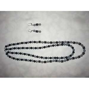 Metal Tone and Acrylic Beads Necklace and Earring Set