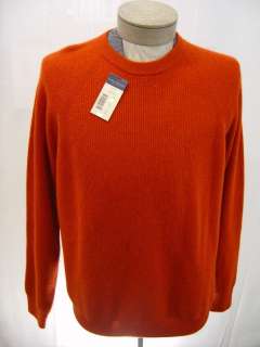   Ply 100% Cashmere Cable Sweater Mens XL Orange Crew Pullover  