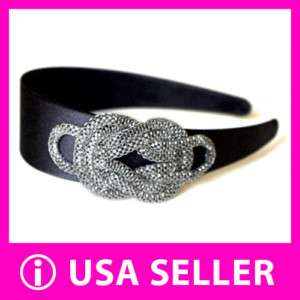 Crew Style Woven Chain Suede Hair Bow Headband SILVER  
